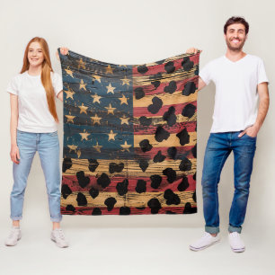 Cobertor De Velo Bandeira Americana Rústica com Estampa de Leopardo