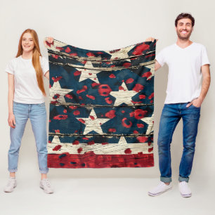 Cobertor De Velo Bandeira Americana Rústica com Estampa de Leopardo