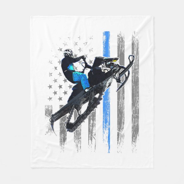 Cobertor De Velo Bandeira Americana Snowmobile Shirt Men Snowmobile (Frente)
