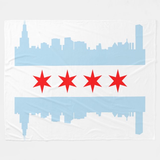 Cobertor De Velo Bandeira da skyline de Chicago (Frente (Horizontal))