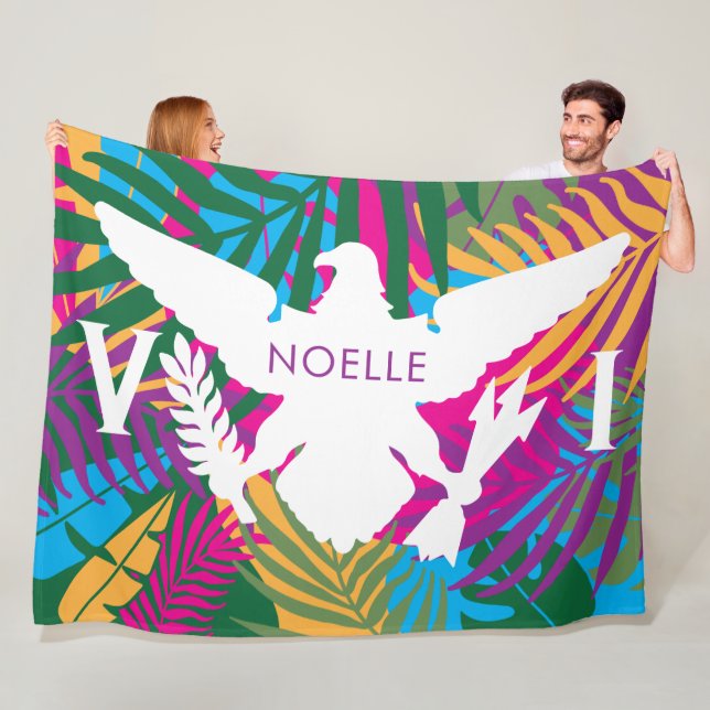 Cobertor De Velo Bandeira das Ilhas Virgens dos EUA, Folhas Tropica (In Situ)