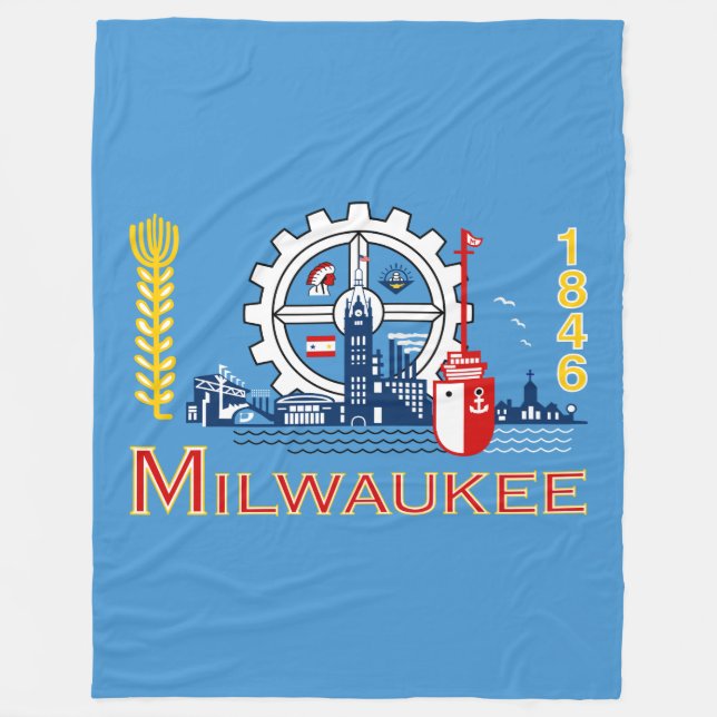 Cobertor De Velo Bandeira de Milwaukee, Wisconsin Fleece Blanket (Frente)