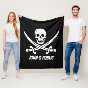 Cobertor De Velo Bandeira de pirata alegre de Roger com nome