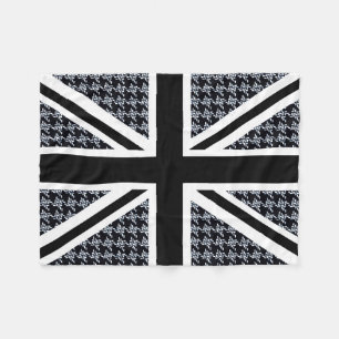 Cobertor De Velo Bandeira de Union Jack em Houndstooth preto e