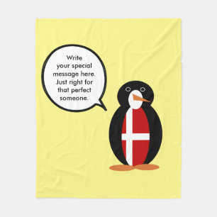 Cobertor De Velo Bandeira Dinamarquesa Pinguim Falante Personalizad