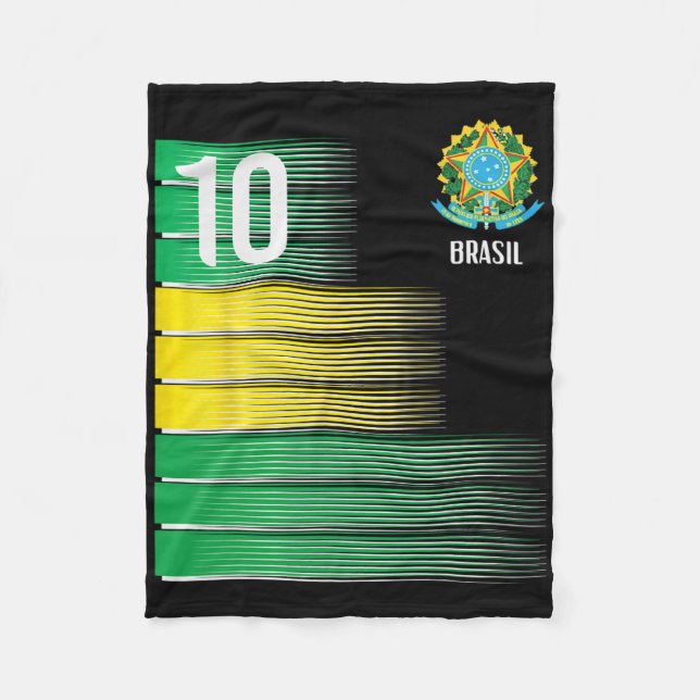 Cobertor De Velo Bandeira do Brasil Número 10 Brasil Futebol Homens (Frente)