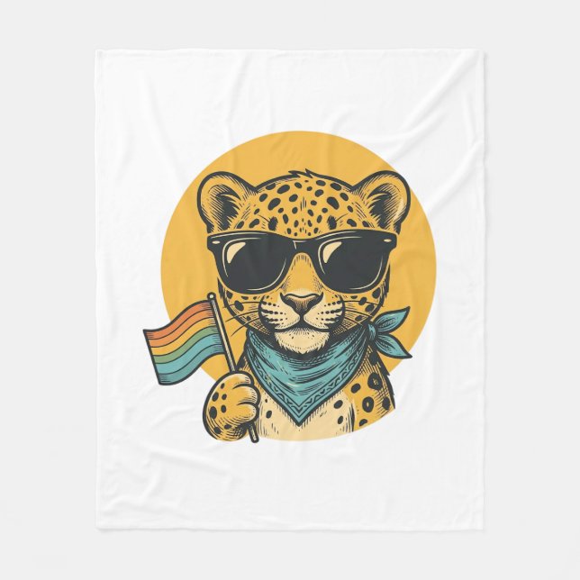 Cobertor De Velo Bandeira do Orgulho do Leopardo Arco-íris Design V (Frente)