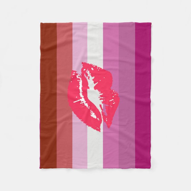 Cobertor De Velo Bandeira do Orgulho Lésbica Batom (Frente)