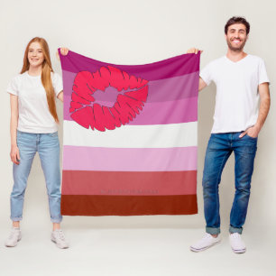 Cobertor De Velo Bandeira do orgulho lésbico batom SlipperyJoe femi