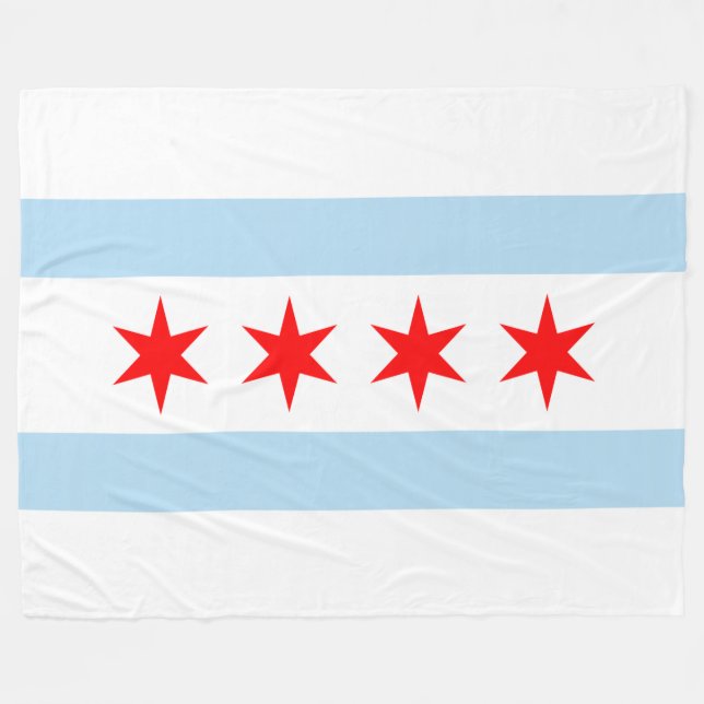 Cobertor De Velo Bandeira patriótica de Chicago (Frente (Horizontal))