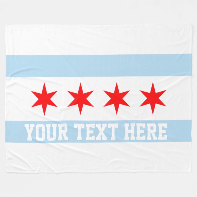 Cobertor De Velo Bandeira personalizada de Chicago (Frente (Horizontal))