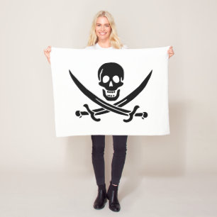Cobertor De Velo Bandeira Pirata Caveira Espadas Cruzadas