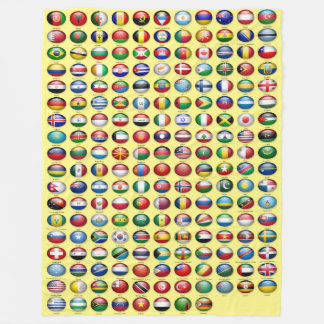 Cobertor De Velo Bandeiras do mundo no fundo amarelo