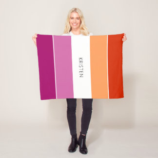 Cobertor De Velo Bandeiras Lésbicas Personalizadas Faixas Com Nome