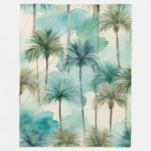 Cobertor De Velo Banket Tropical Beachy Coastal Blue Palm Árvores