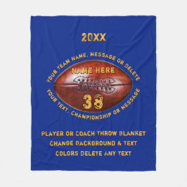 Cobertor De Velo Banquetes de futebol personalizados, azuis e Doura