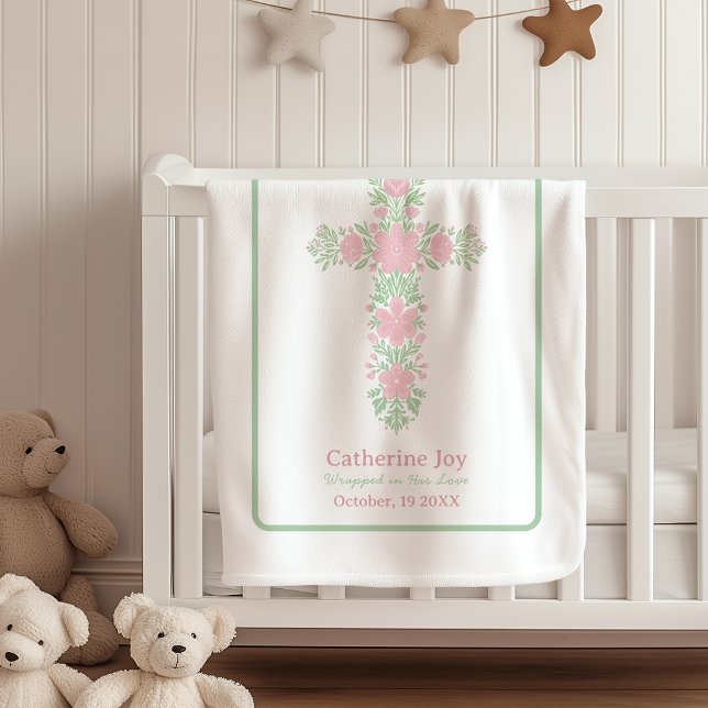Cobertor De Velo Baptism Custom Name Fleece Blanket Godparents Gift (Criador carregado)