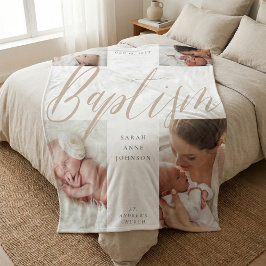 Cobertor De Velo Baptism Gold Calligraphy Photo Collage Keepsake