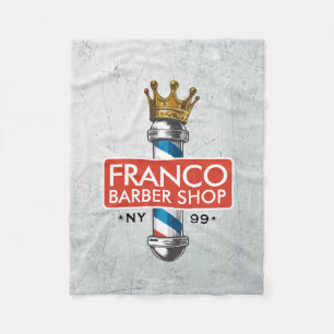 Cobertor De Velo Barbearia King Crown Barber Pole Salão de Cabelo