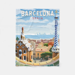 Cobertor De Velo Barcelona Espanha Art Vintage