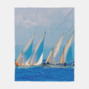 Cobertor De Velo Barcos clássicos à vela de madeira em corrida, Spe