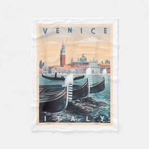 Cobertor De Velo Barcos Gondola Retro Com a Silhueta de Veneza Itál
