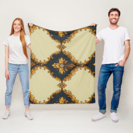 Cobertor De Velo "Barockes Ornament-Muster in Gold und Schwarz"