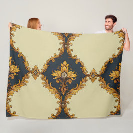 Cobertor De Velo "Barockes Ornament-Muster in Gold und Schwarz"