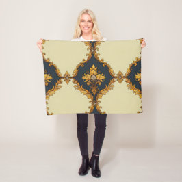 Cobertor De Velo "Barockes Ornament-Muster in Gold und Schwarz"