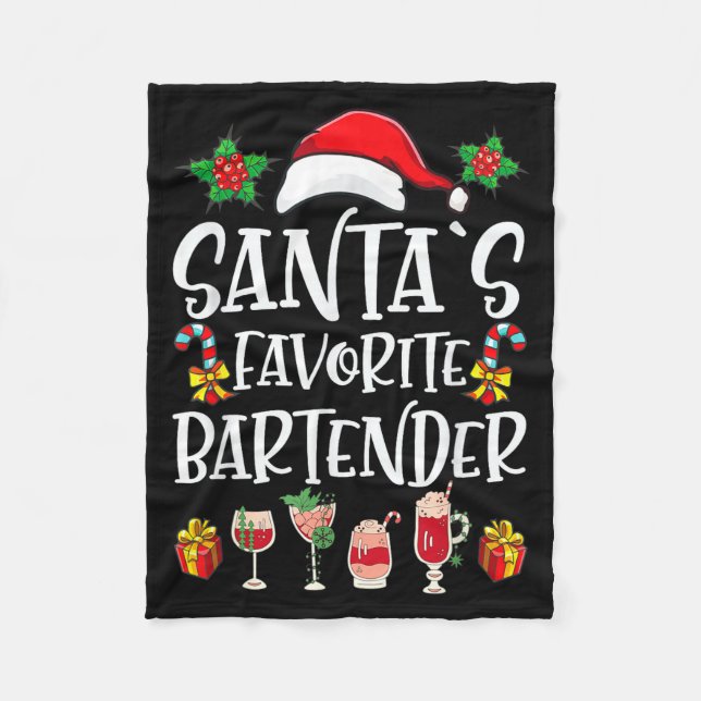 Cobertor De Velo Bartender Xmas Gift Santa's Favorite Bartender Chr (Frente)