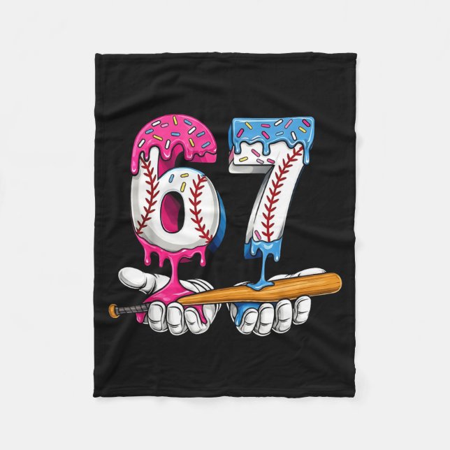 Cobertor De Velo Baseball 67 Ice Cream Drip Six Seven Boys Funny Me (Frente)