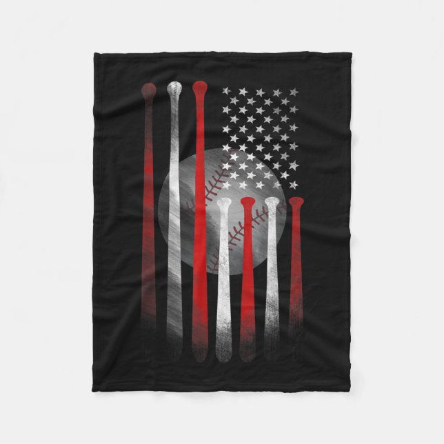 Cobertor De Velo Baseball American Flag Vintage (Frente)