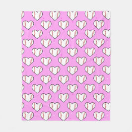 Cobertor De Velo Baseball Ball Texture In Heart Shape - Seamless Pa
