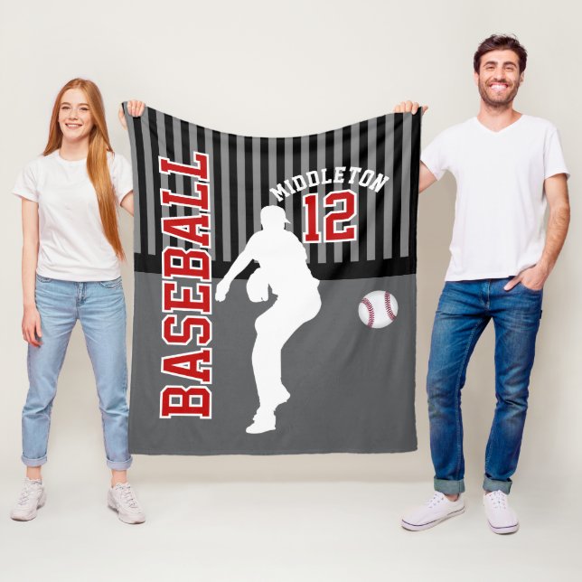 Cobertor De Velo Baseball ⚾ Esporte - Cinzas, Preto e Vermelho (In Situ)