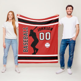 Cobertor De Velo Baseball ⚾ Esporte em Vermelho Escuro, Negro e Bra