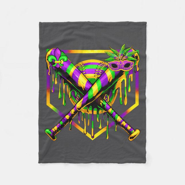 Cobertor De Velo Baseball Mardi Gras Carnival Party Mask Ice Cream  (Frente)