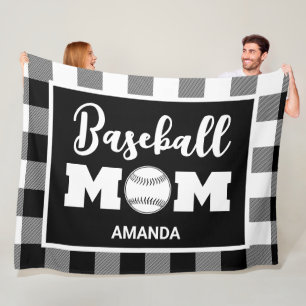 Cobertor De Velo Baseball Personalizado Mãe Nome Xadrez Gingham Pre