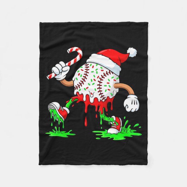 Cobertor De Velo Baseball Santa Hat Christmas Ice Cream Drip Candy  (Frente)