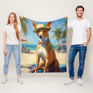 Cobertor De Velo Basenji na praia, presente de verão para amantes d