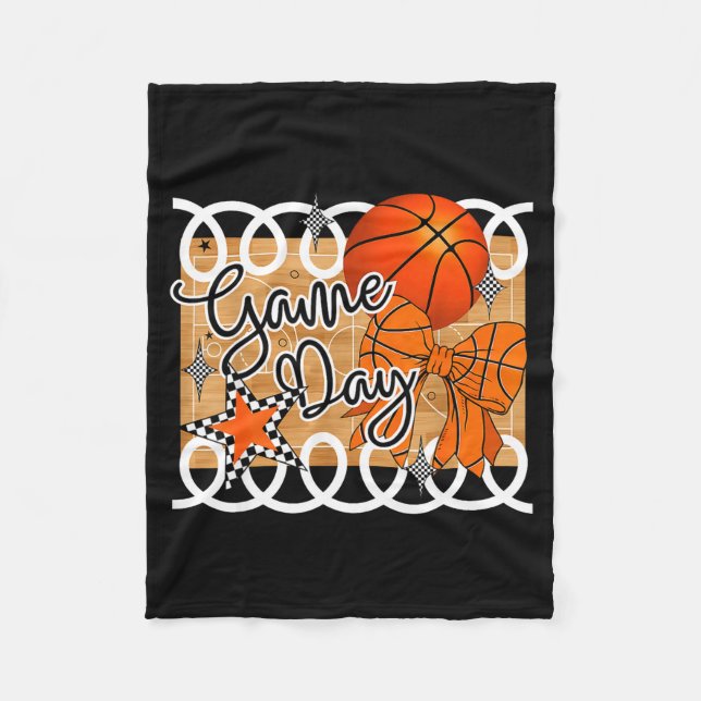 Cobertor De Velo Basketball Coquette Bow Game Day Women Girl  (Frente)