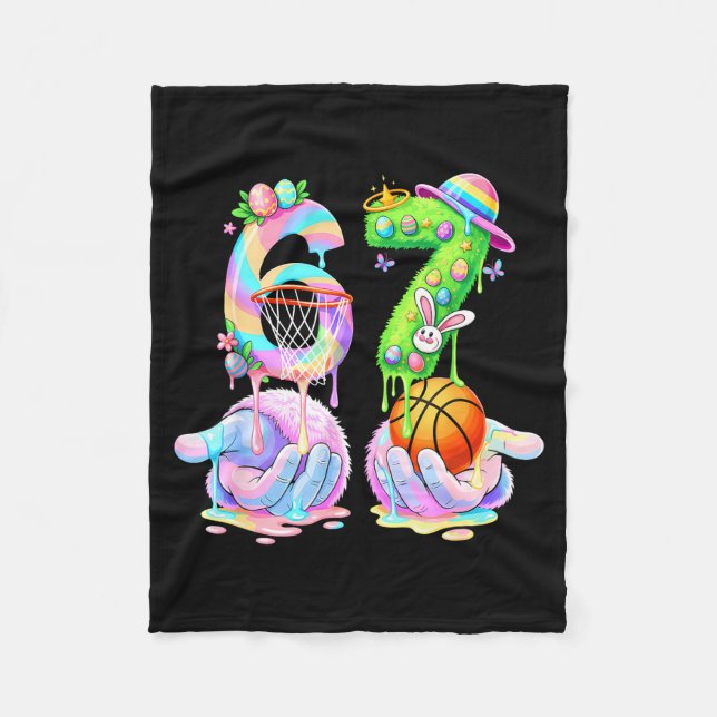 Cobertor De Velo Basketball six seven 67 easter bunny funny 67 meme (Frente)