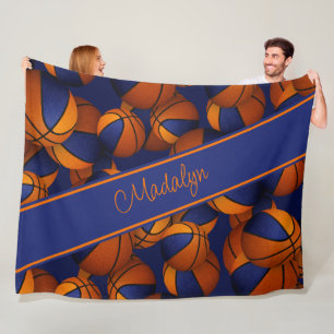 Cobertor De Velo basketbolas padrão azul laranja suas cores
