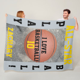 Cobertor De Velo Basquete Azul Cinza Nome do Jogador Número da Equi