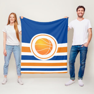 Cobertor De Velo Basquete Azul e Laranja