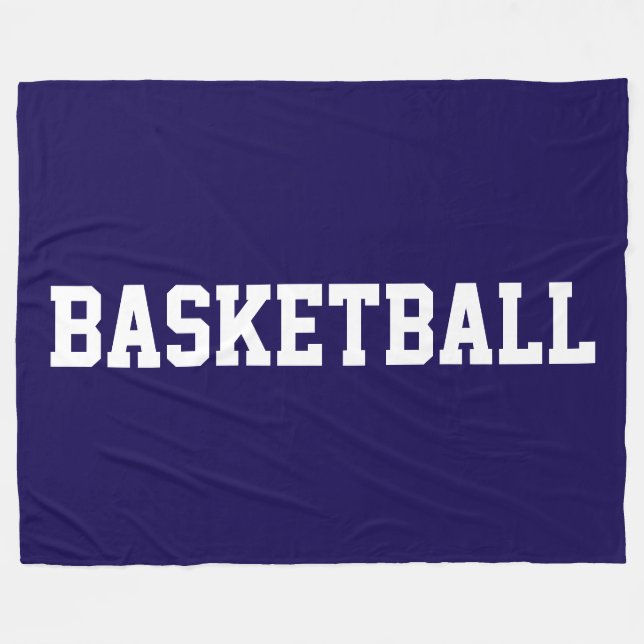 Cobertor De Velo Basquete Branco Atlético TEXTO em Azul Marinho Pro (Frente (Horizontal))