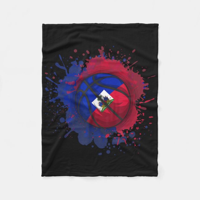 Cobertor De Velo Basquete Com Bandeira Do Haiti (Frente)