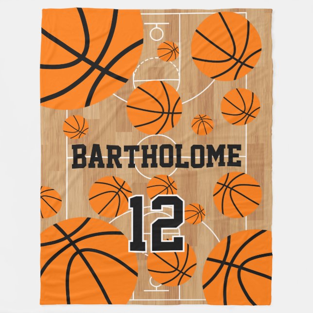 Cobertor De Velo Basquete Divertido Personalizado Menino  (Frente)