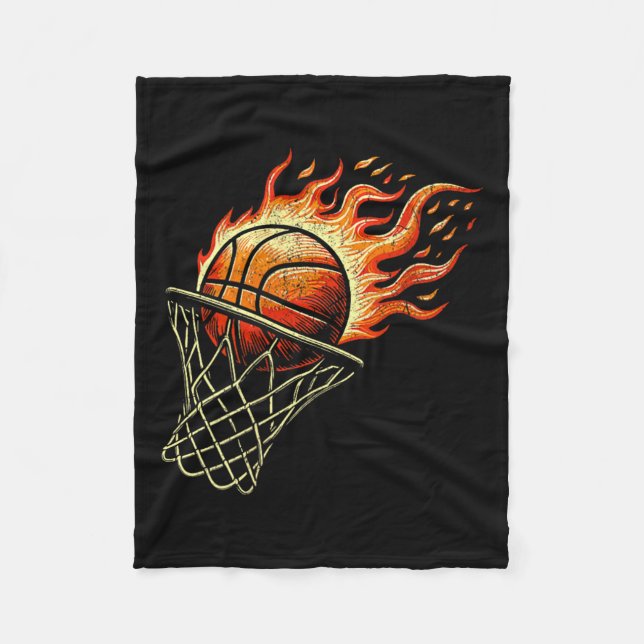 Cobertor De Velo Basquete em Chamas (Frente)