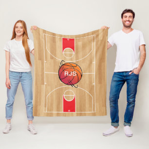 Cobertor De Velo Basquete Monograma no campo de basquetebol