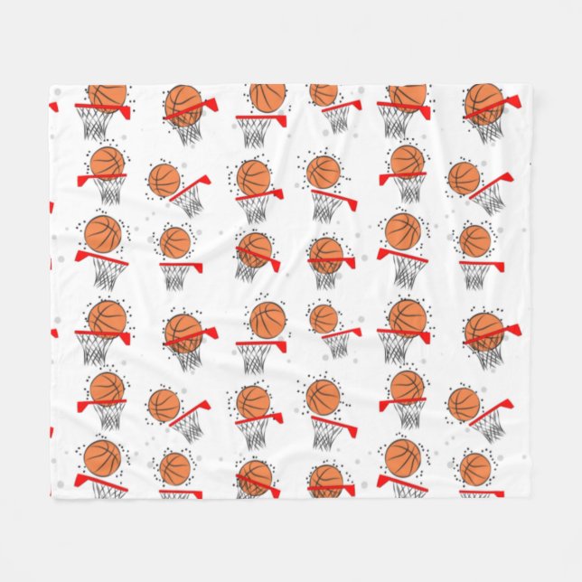 Cobertor De Velo Basquetebol - Padrão de Bola e Arco  (Frente (Horizontal))